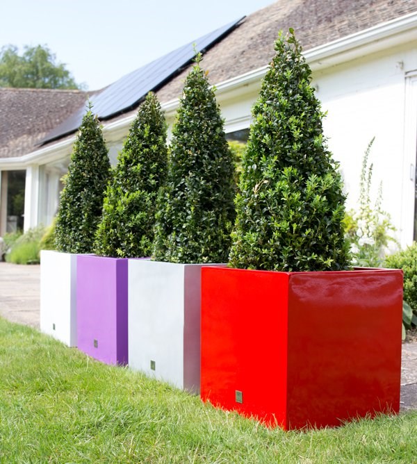 Black Gloss Fibreglass Cube Planter