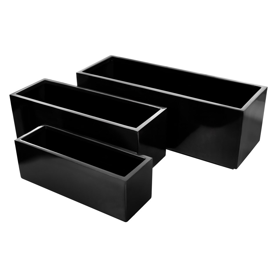 Black Gloss Effect Fibreglass Trough Planter