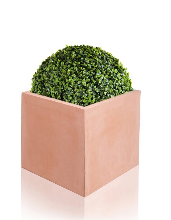 30cm Terracotta Fibrecotta Medium Cube Planter