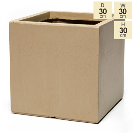 30cm Fibrecotta Medium Sand Cube Pot