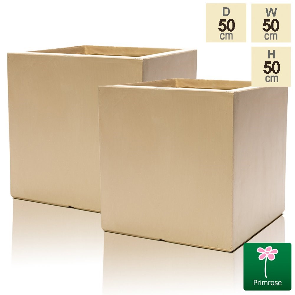 50cm Fibrecotta Sand Cube Planters - Set of 2