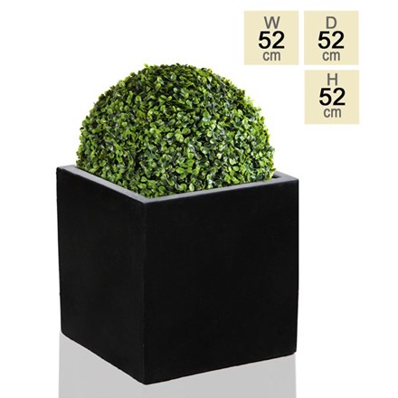 52cm Polystone XL Black Cube Planter