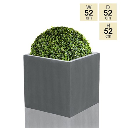52cm Poly-Terrazzo Grey Cube Planter