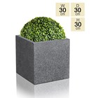 30cm Poly-Terrazzo Medium Black Cube Pot