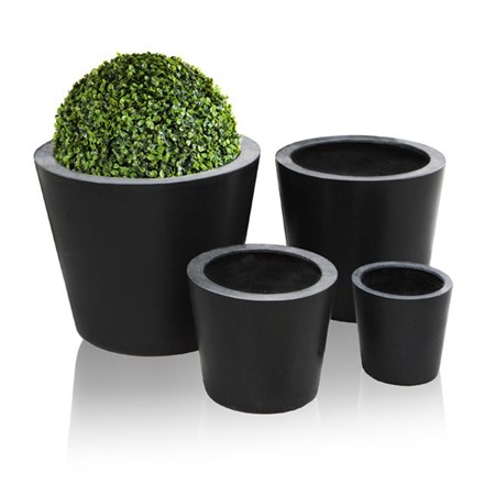 Polystone Black Round Planters – Mixed Set of 4 - D70/60/50/40cm