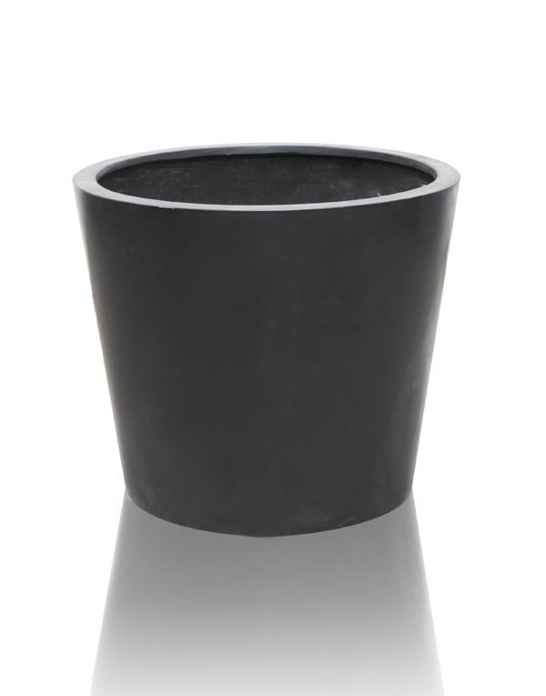 50cm Polystone Black Round Planter - Set of 2