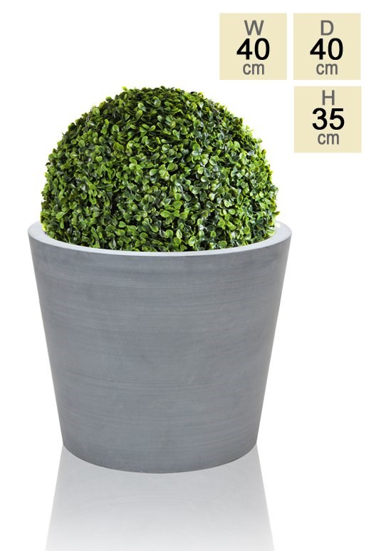 Grey Polystone Round Planter - Medium H35cm x Dia 40cm - 52 Litres
