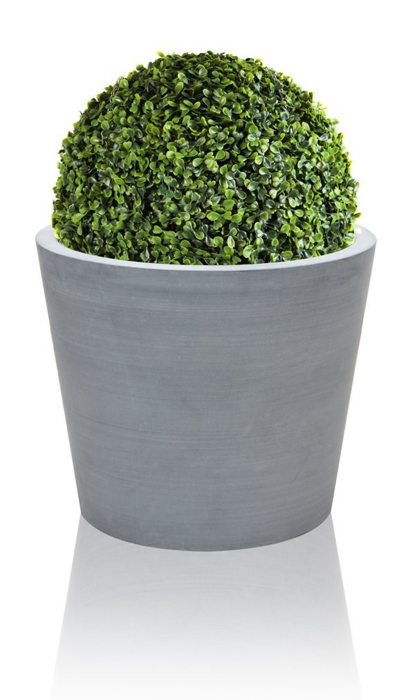 Grey Polystone Round Planter - Medium H35cm x Dia 40cm - 52 Litres