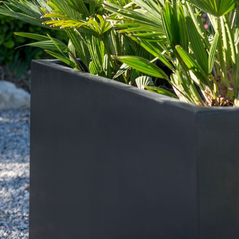 100cm Poly-Terrazzo Large Black Trough Planter
