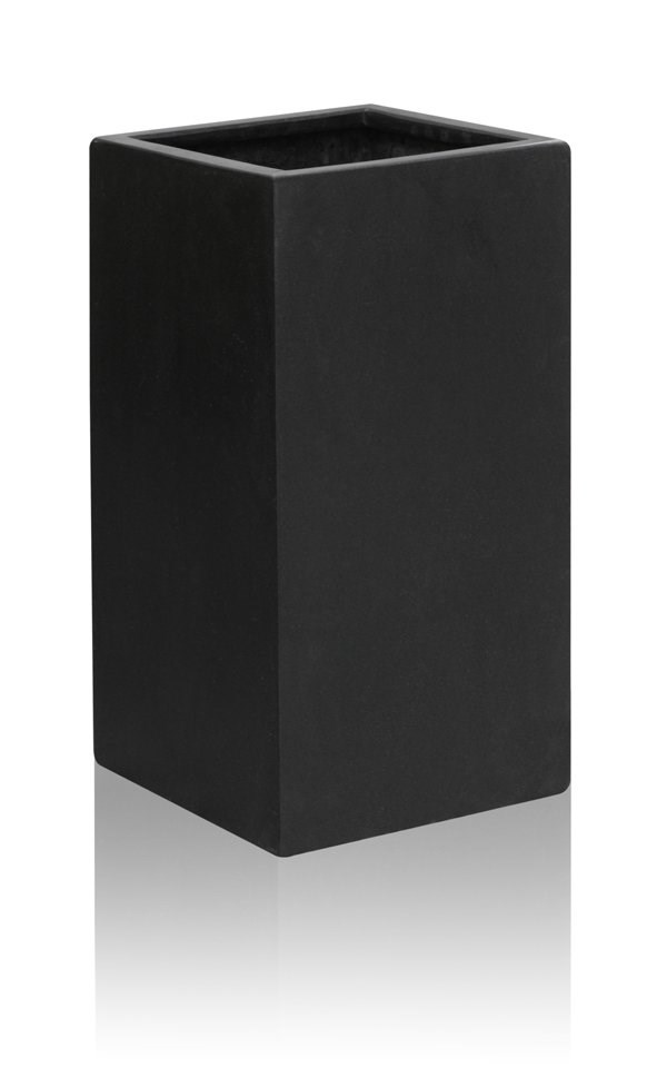 79cm Poly-Terrazzo Large Black Tall Cube Planter