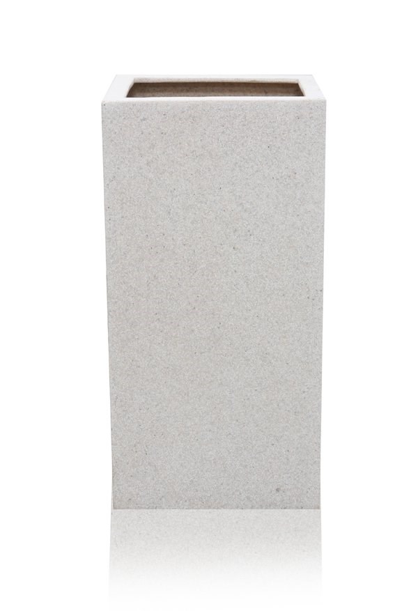 79cm Poly-Terrazzo Large White Tall Cube Planter