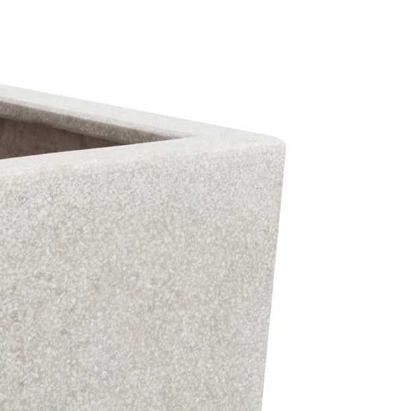 79cm Poly-Terrazzo Large White Tall Cube Planter