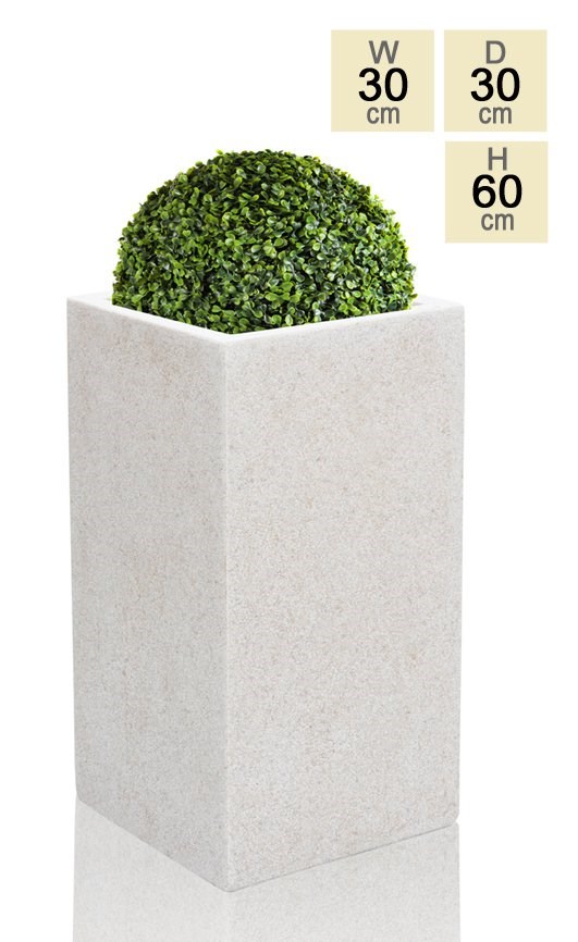 60cm Poly-Terrazzo Small White Tall Cube Planter
