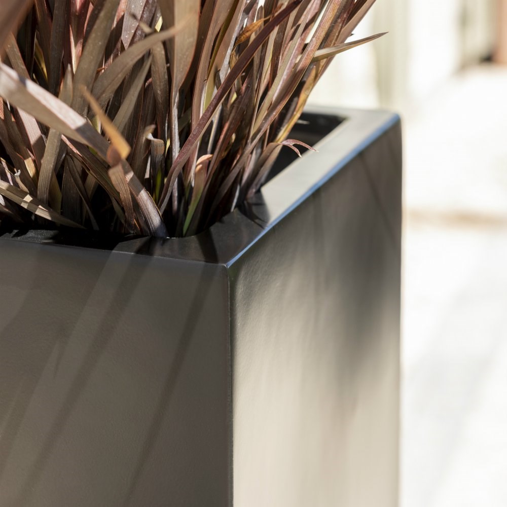 H90 x L90cm Tall Trough Fibreglass Planter in Matt Black - By Primrose™