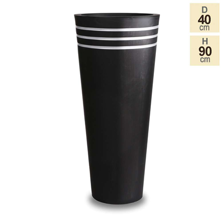 H90cm Tall Round Black Zinc Planter - By Primrose™