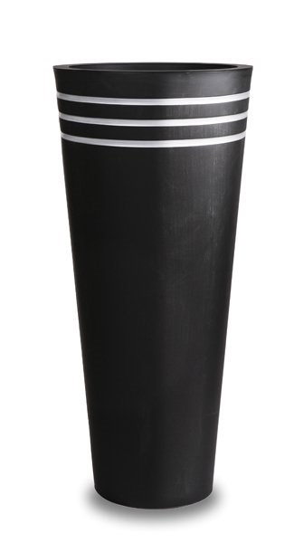 H90cm Tall Round Black Zinc Planter - By Primrose™