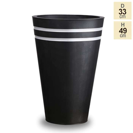 H49cm Tall Round Black Zinc Planter - By Primrose™