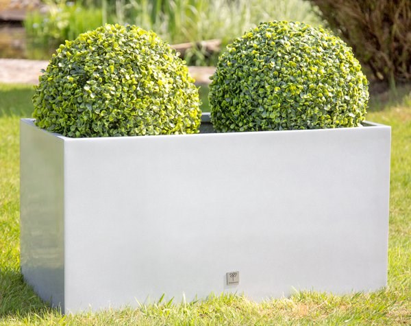 L98cm Gloss Fibreglass Trough Planter in White - By Primrose™