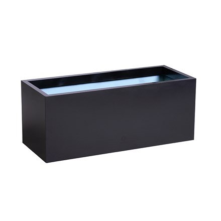 W120cm Zinc Galvanised Black Trough Planter - By Primrose™