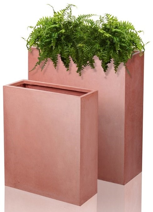 60cm Terracotta Fibrecotta Tall Trough Planter