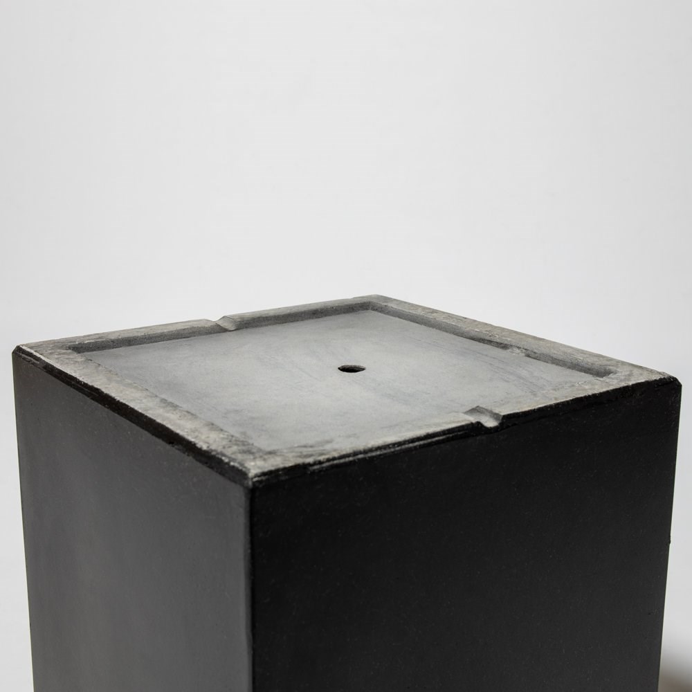 40cm Terracotta Fibrecotta Dark Grey Cube Planter