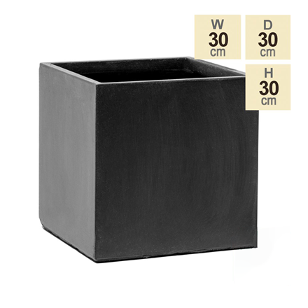 30cm Terracotta Fibrecotta Dark Grey Cube Planter