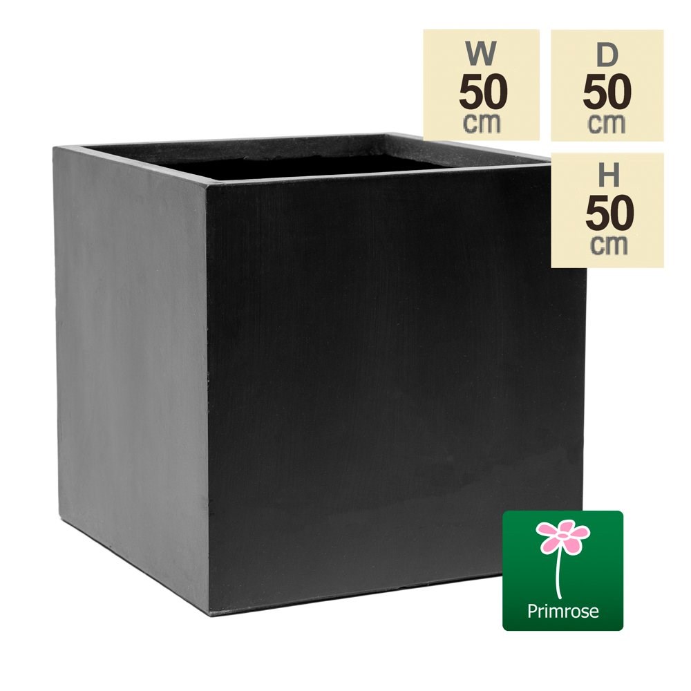 Dark Grey Fibrecotta Cube Planters – Mixed Set of 3 - H30/40/50cm