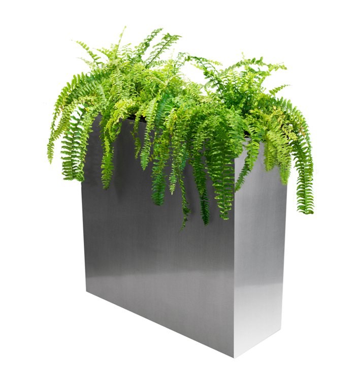 Zinc Tall Trough Planter with Insert in Silver - By Primrose™ (L95cm x H60cm)