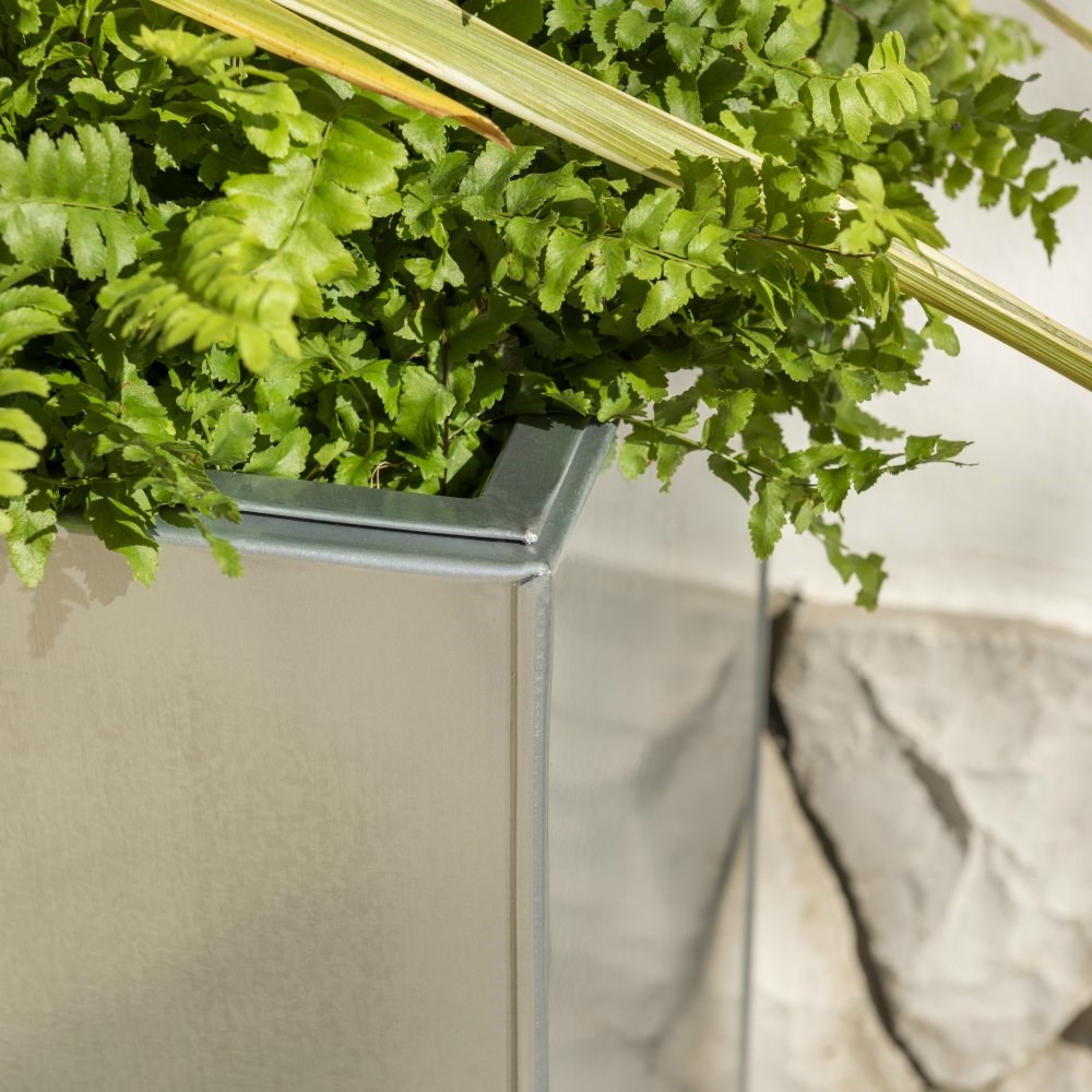 89cm Silver Zinc Tall Trough Planter
