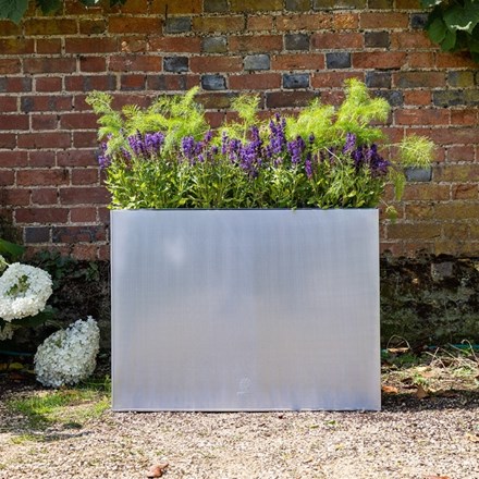 Zinc Tall Trough Planter With Insert in Silver - By Primrose™ (L80cm x H60cm)