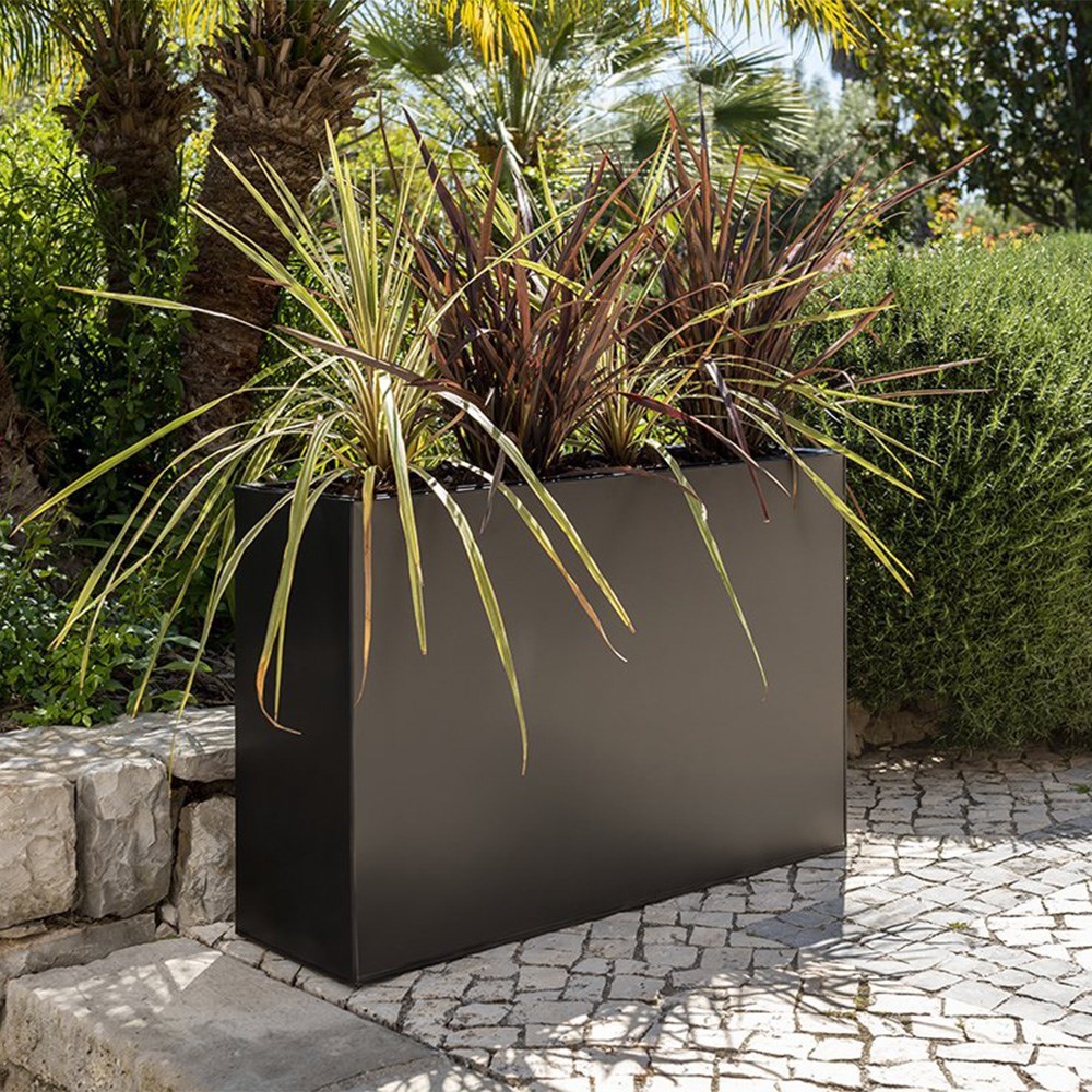 Black Zinc Tall Trough Planter