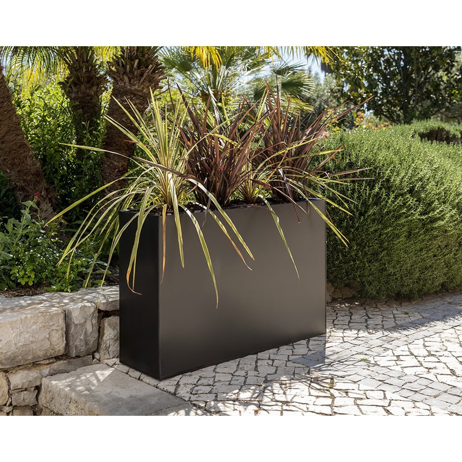 Buy Black Zinc Tall Trough Planter w/ Insert | Primrose™: Delivery by ...
