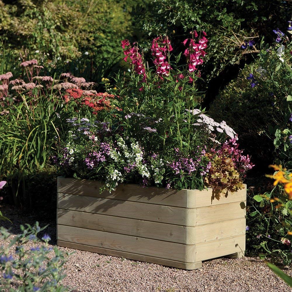 W1m (3ft 3in) Wooden Rectangular Marberry Planter by Rowlinson®