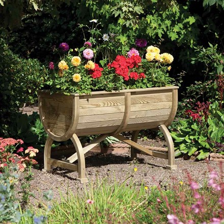 W1.07m (3ft 6in) Wooden Marberry Barrel Planter by Rowlinson®