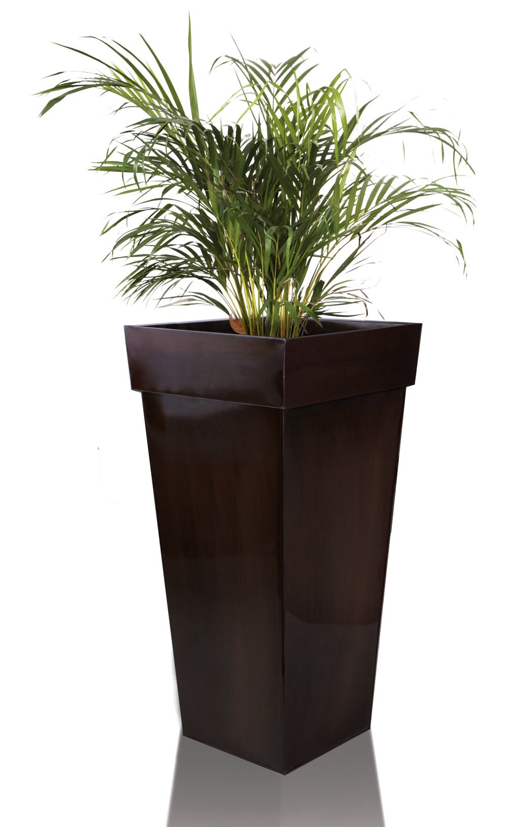 H80cm Mocha Brown Zinc Tall Flared Square Planter - By Primrose™