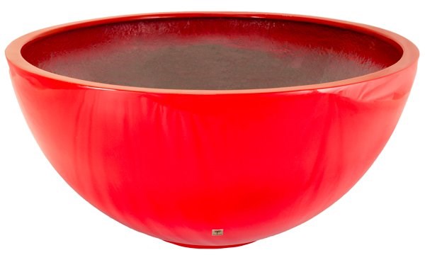 Red Gloss Fibreglass Low Bowl Planter