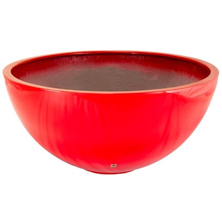72cm Fibreglass Red High Gloss Low Bowl Planter - By Primrose®