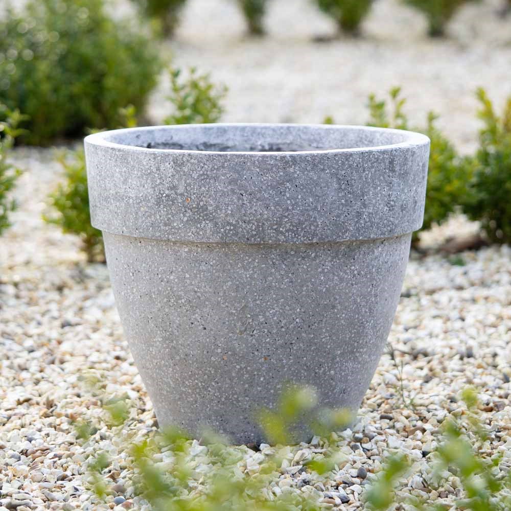 44cm Fiberstone Round Rimmed Planter in Grey