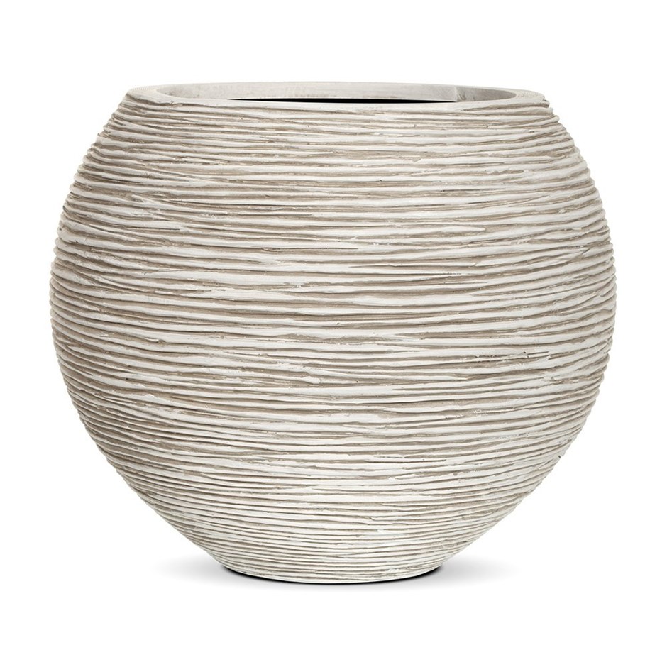 62cm Capi Nature Ball Vase Ribbed Planter - Ivory