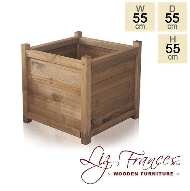 H55cm Wooden Cube Planter by Liz Frances™