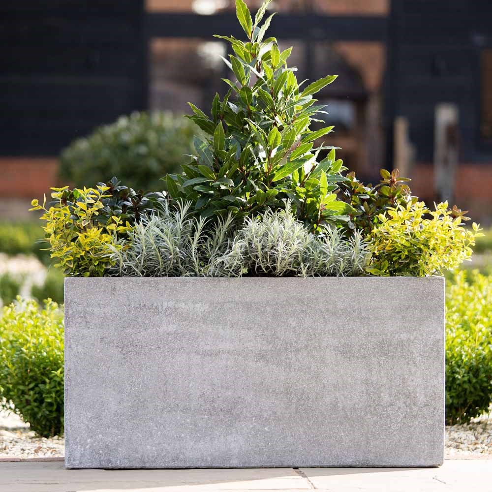 100cm Fiberstone Trough Planter in Grey
