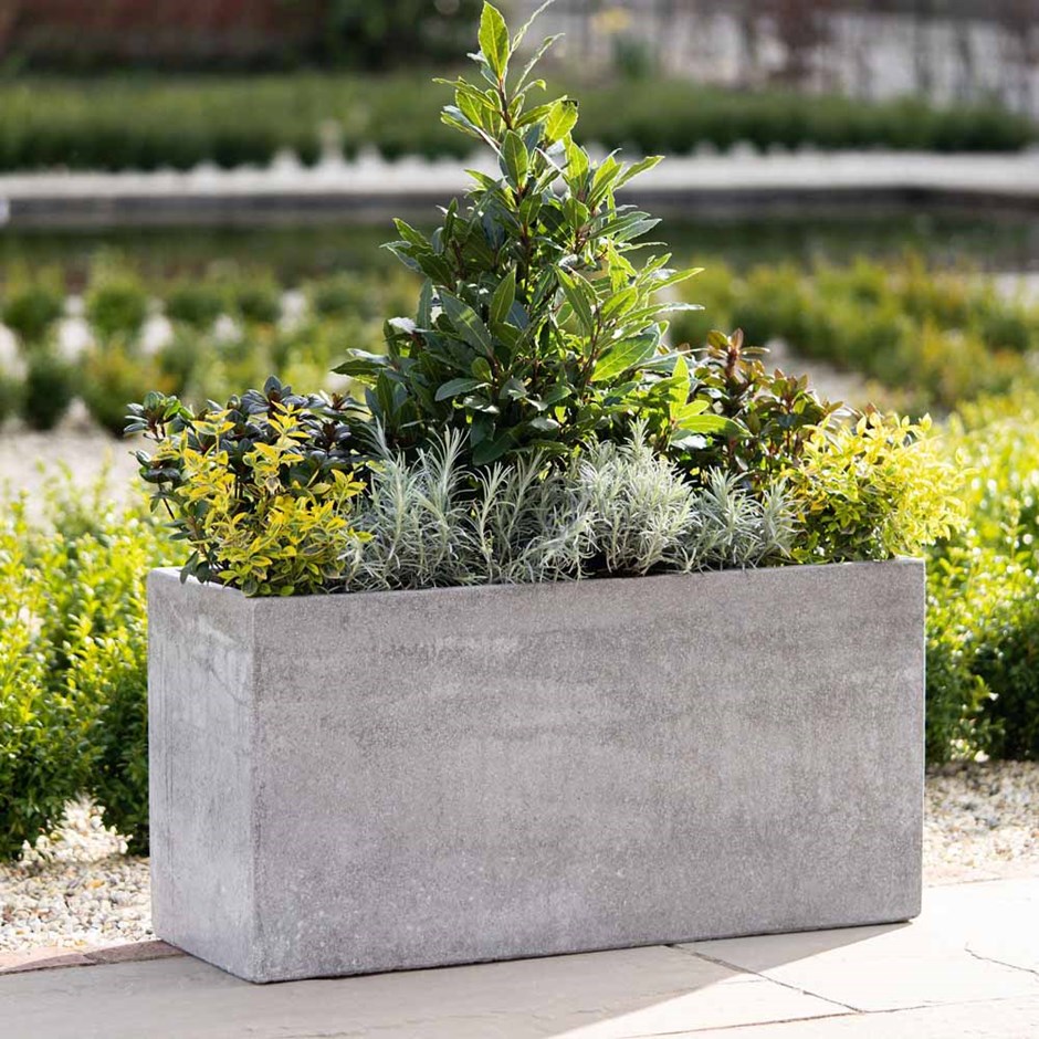 80cm Fiberstone Trough Planter in Grey