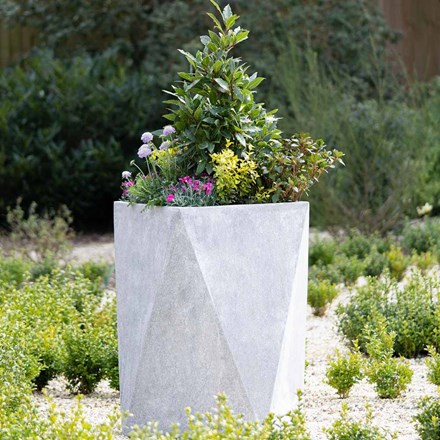80cm Fiberstone Hexagon Planter in Grey