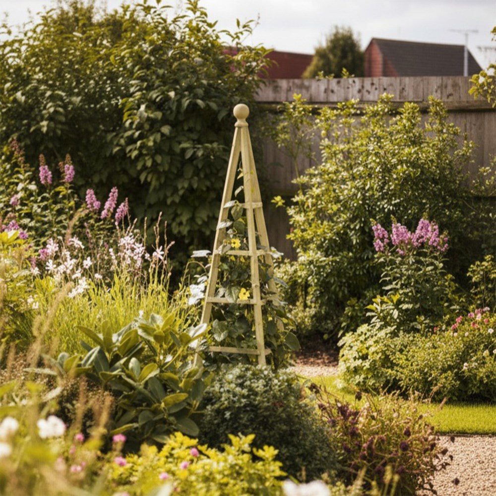 1.9m Wooden Obelisk in Sage - by Smart Garden