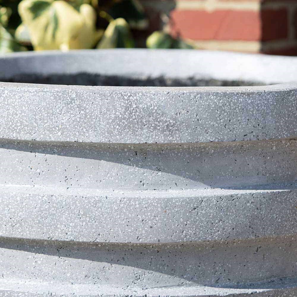 80cm Fiberstone Round Double Rimmed Planter in Grey