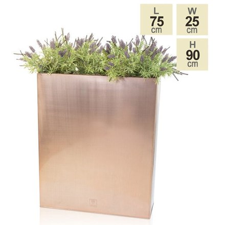 H90cm Tall Copper Trough Planter with Insert - By Primrose™