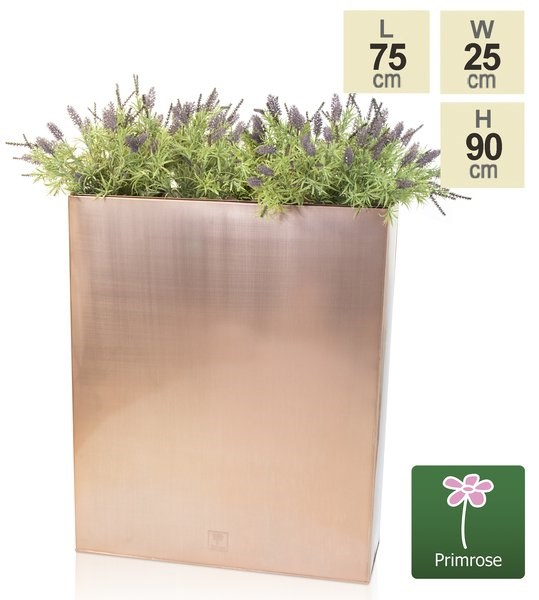 H90cm Tall Copper Trough Planter with Insert - By Primrose™