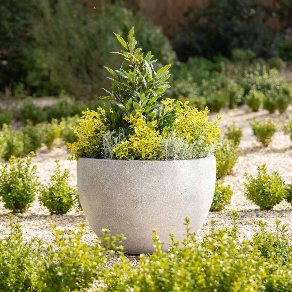 Cement Effect Fibrestone Round Planter