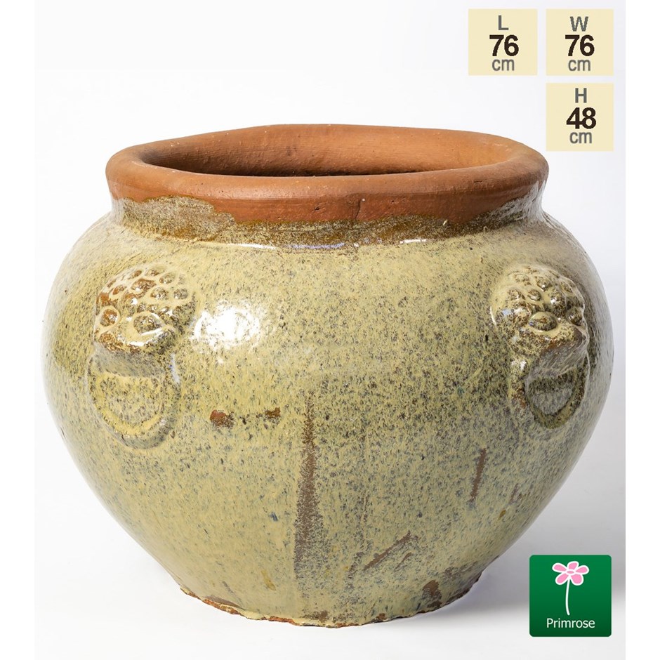 Cream Glazed Ceramic Round Bowl Planter