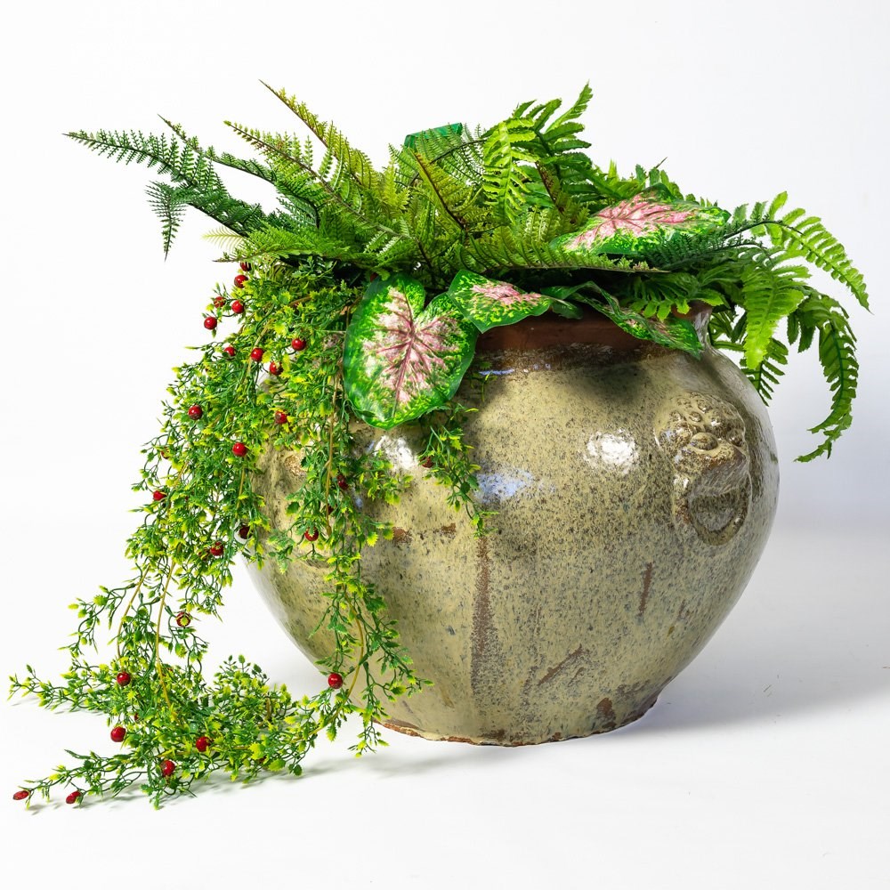 Cream Glazed Ceramic Round Bowl Planter